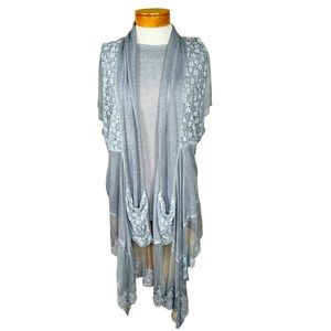 Simply Couture Tunic Length Lace & Knit Vest With Top 1XL May Fit L/XL N…